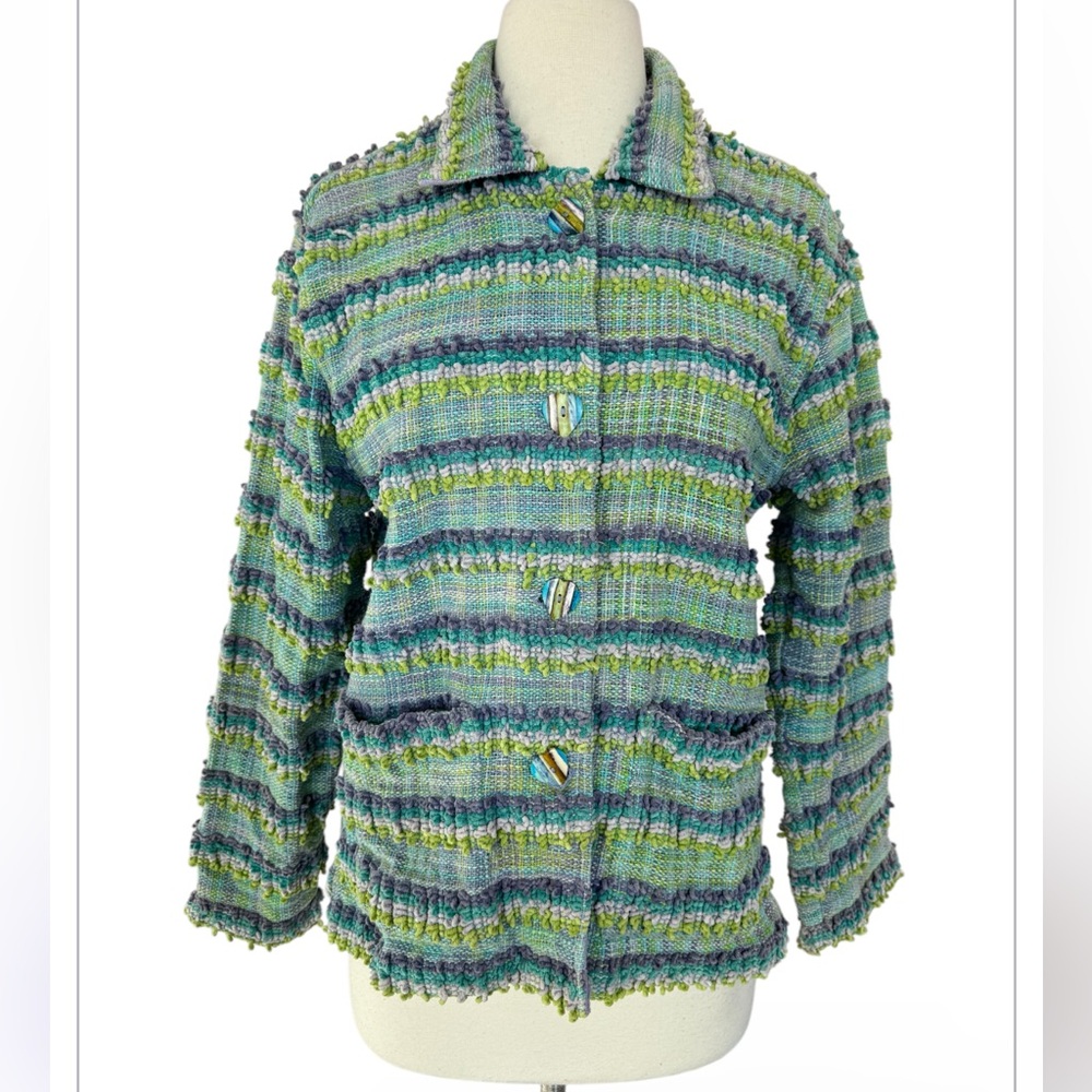 Anii by Natural Woven Chenille Cropped Jacket Art‎ To Wear Size Small